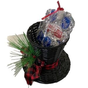FROSTY TOP HAT Christmas Holiday Planter Basket Candy 6 x 7.5 inches Gift Set